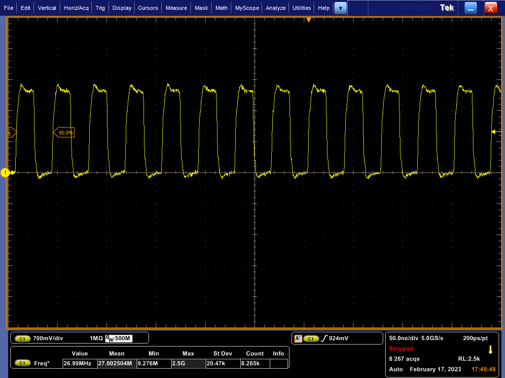 27Mmclk正常输出波形图