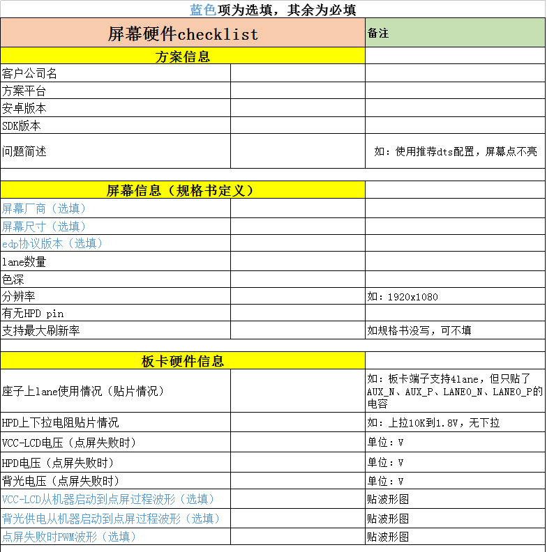 硬件排查checklist