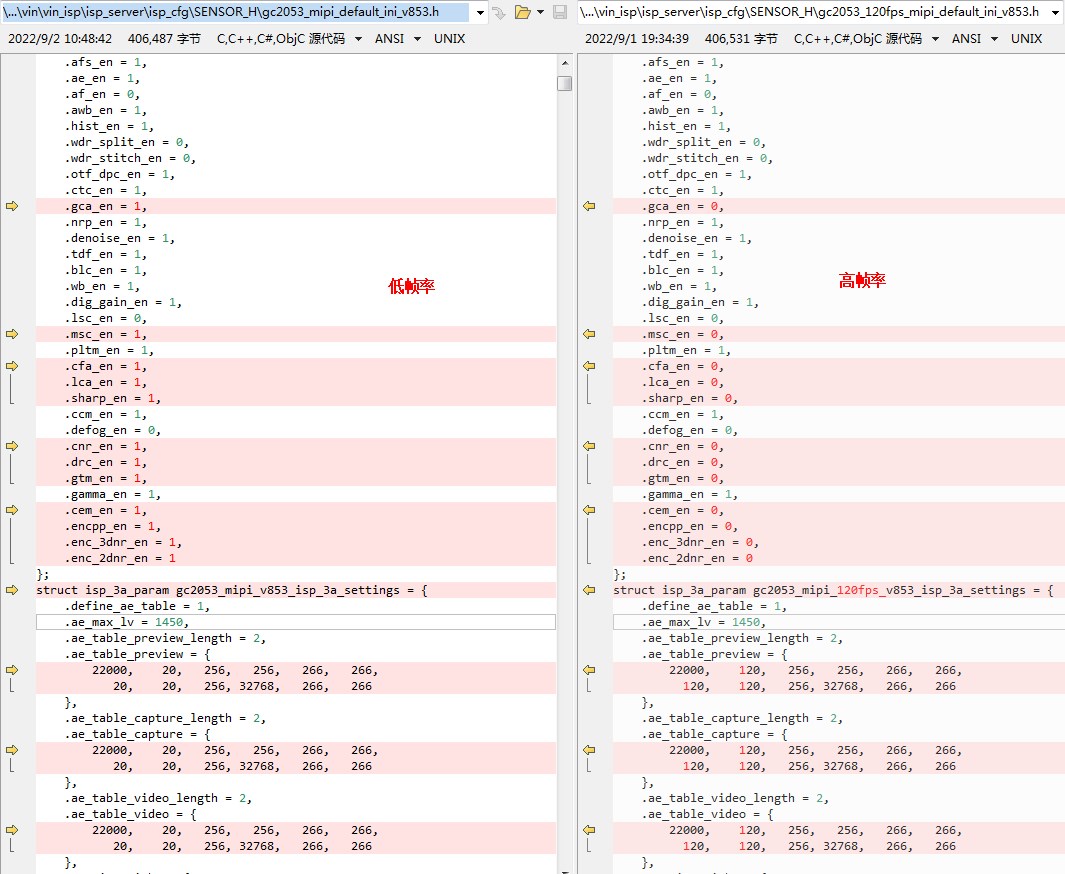 低帧率与高帧率ISP效果文件对比