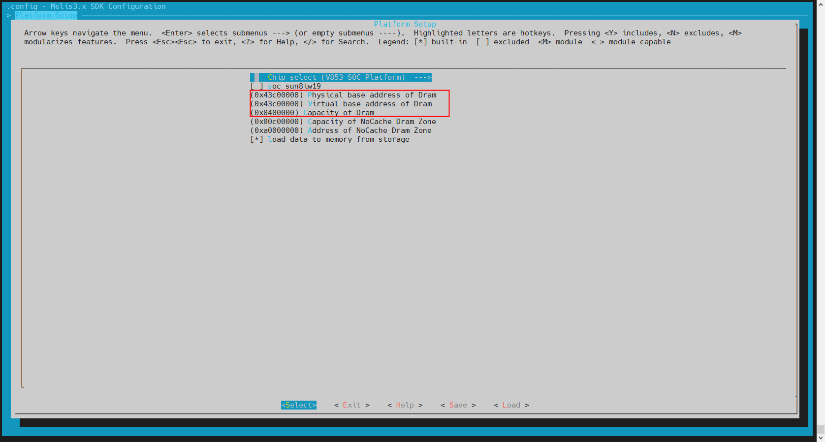 Melis 系统 menuconfig DRAM 选项配置